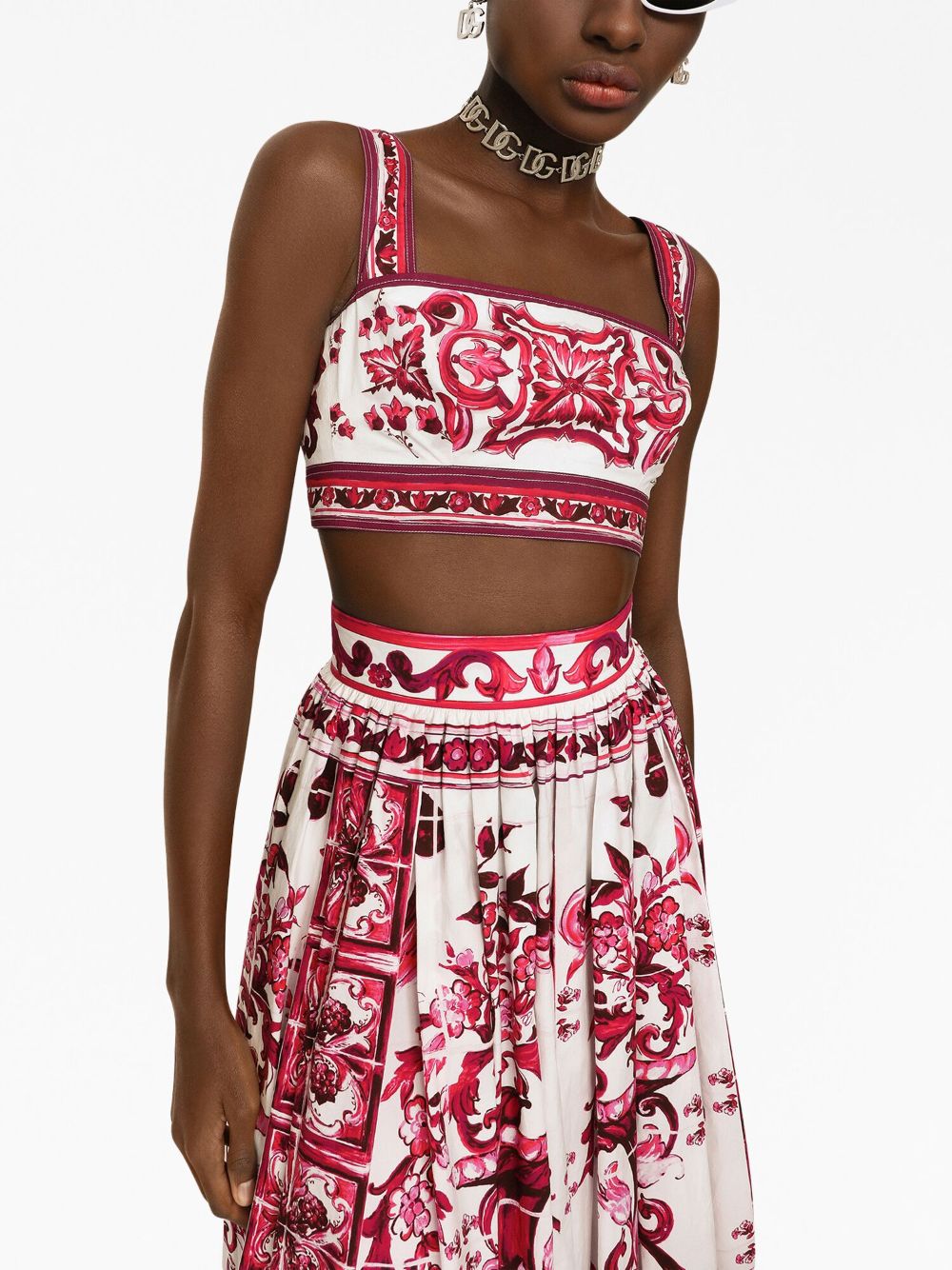 Dolce & Gabbana Majolica-print cotton crop top - Image 4
