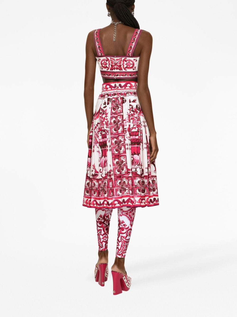 Dolce & Gabbana Majolica-print cotton crop top - Image 3