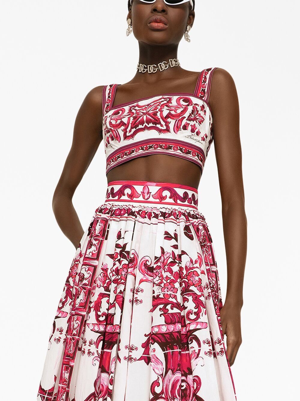Dolce & Gabbana Majolica-print cotton crop top - Image 5