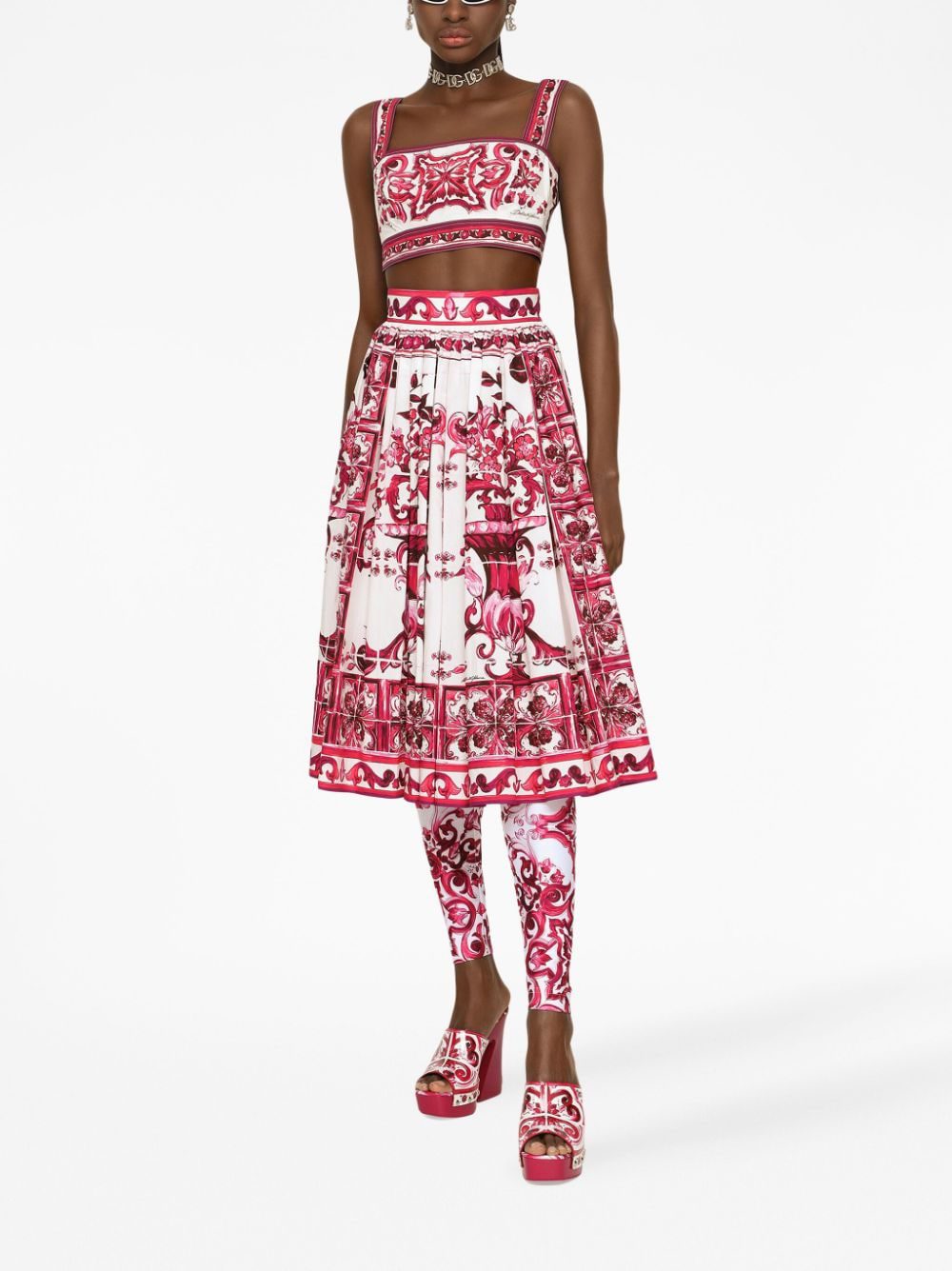 Dolce & Gabbana Majolica-print cotton crop top - Image 2