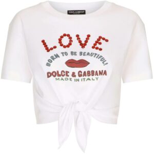 Dolce & Gabbana  logo-print waist-tie T-shirt