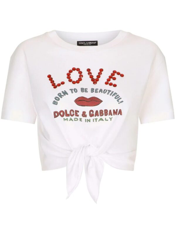 Dolce & Gabbana  logo-print waist-tie T-shirt