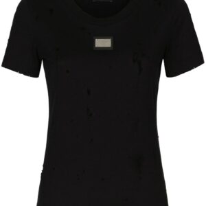 Dolce & Gabbana distressed-effect logo-plaque T-shirt