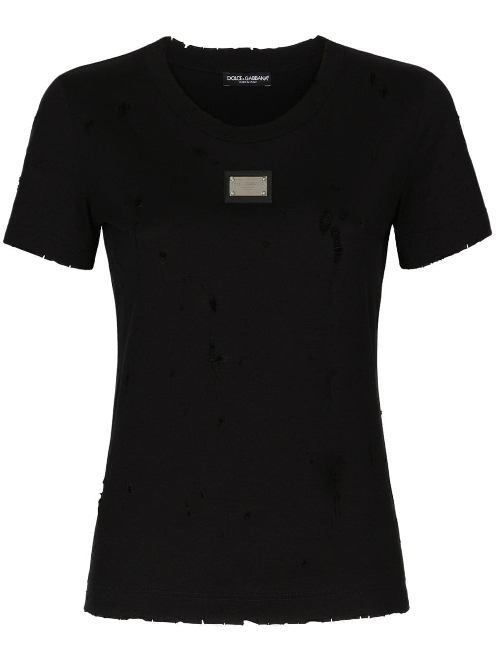 Dolce & Gabbana distressed-effect logo-plaque T-shirt