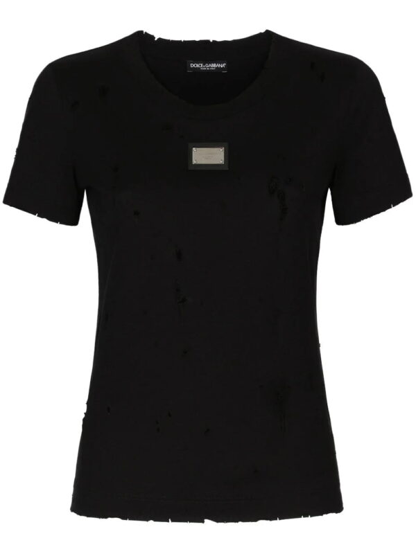Dolce & Gabbana  distressed-effect logo-plaque T-shirt