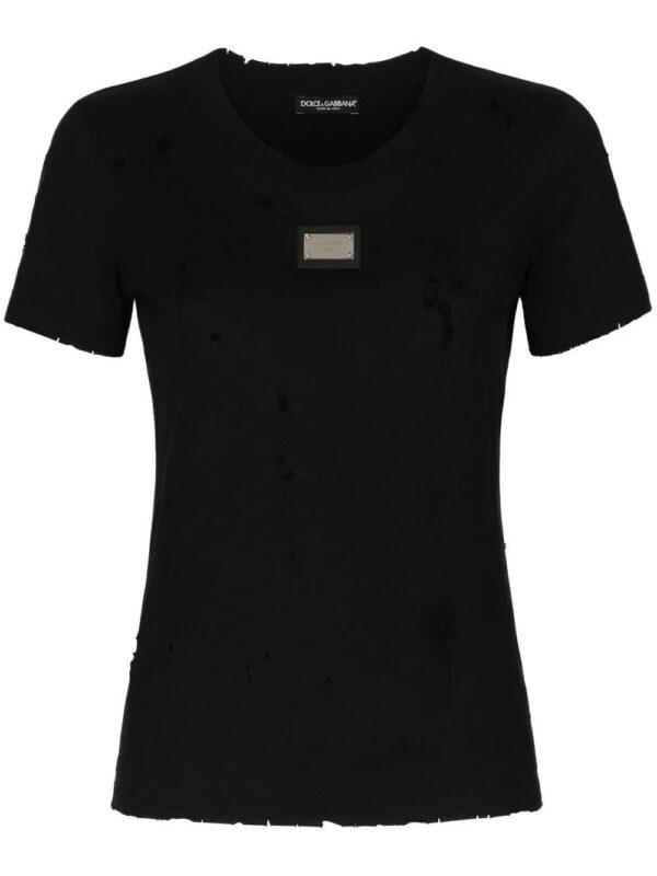 Dolce & Gabbana  distressed-effect logo-plaque T-shirt