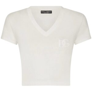 Dolce & Gabbana  logo-embroidered stretch-cotton T-shirt