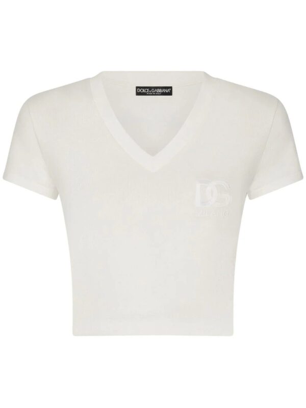 Dolce & Gabbana  logo-embroidered stretch-cotton T-shirt