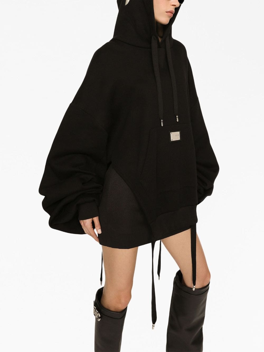 Dolce & Gabbana logo-plaque oversized jersey hoodie - Image 5