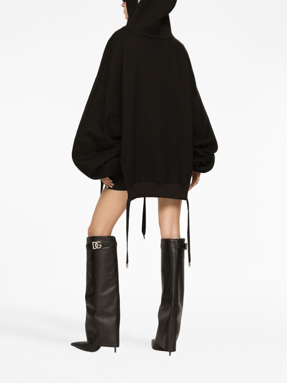 Dolce & Gabbana logo-plaque oversized jersey hoodie - Image 4