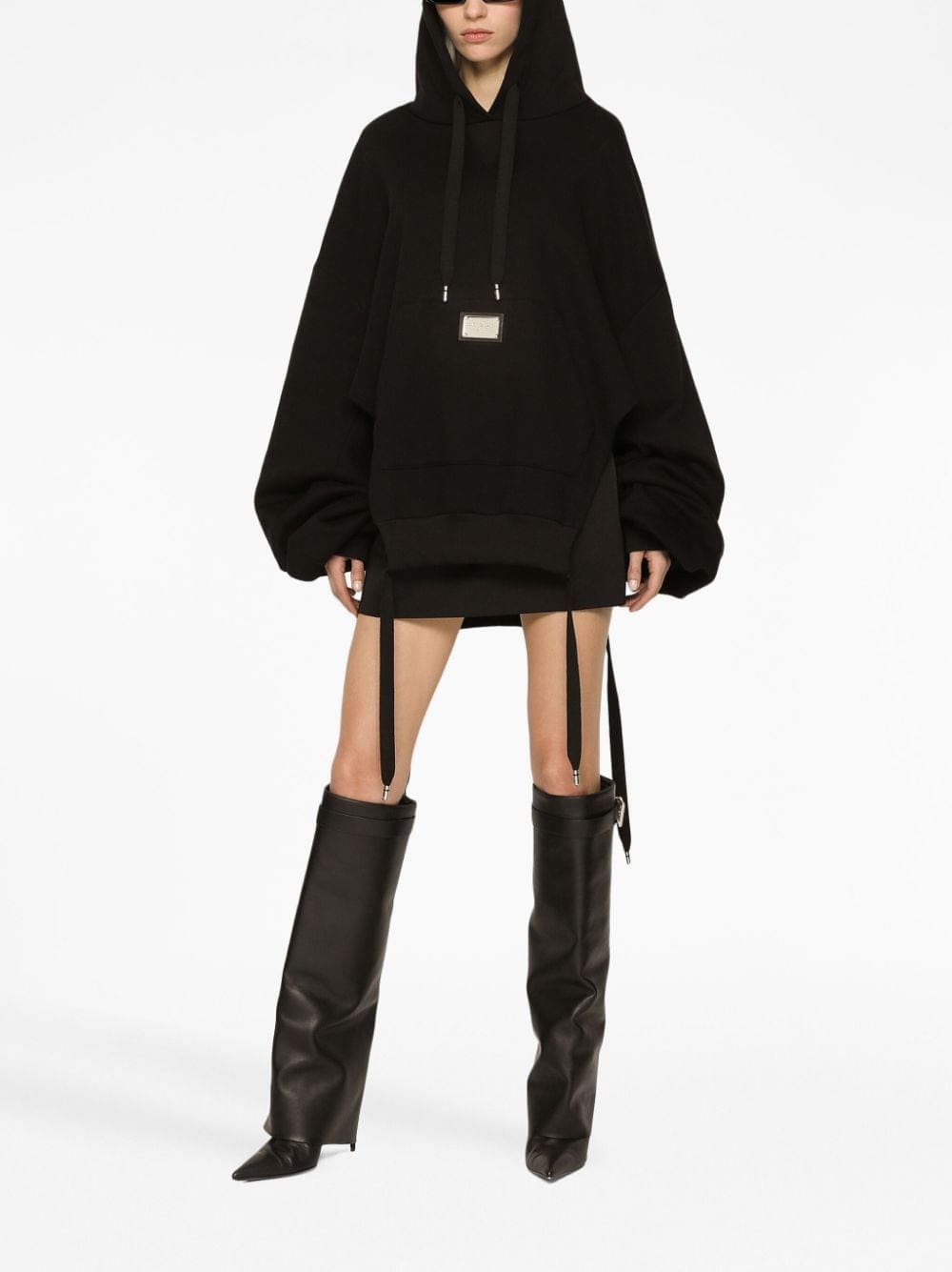 Dolce & Gabbana logo-plaque oversized jersey hoodie - Image 3