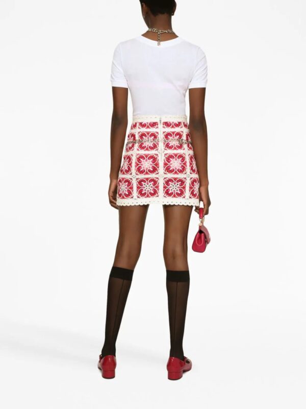 Dolce & Gabbana  Majolica-print crochet miniskirt - Image 4