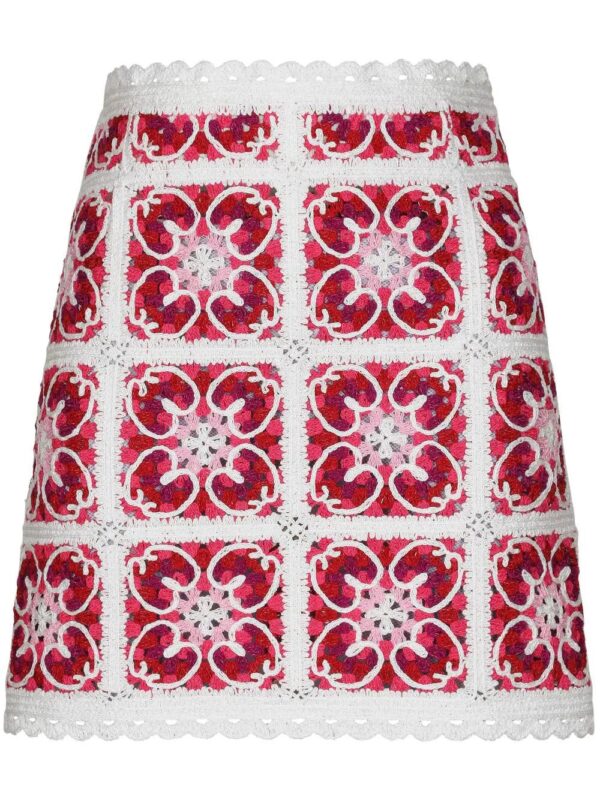 Dolce & Gabbana  Majolica-print crochet miniskirt