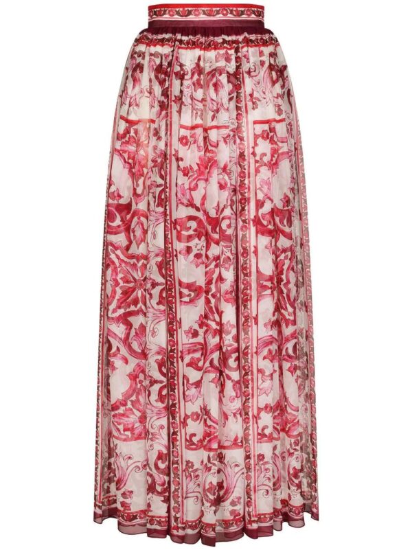 Dolce & Gabbana  Majolica-print silk maxi skirt