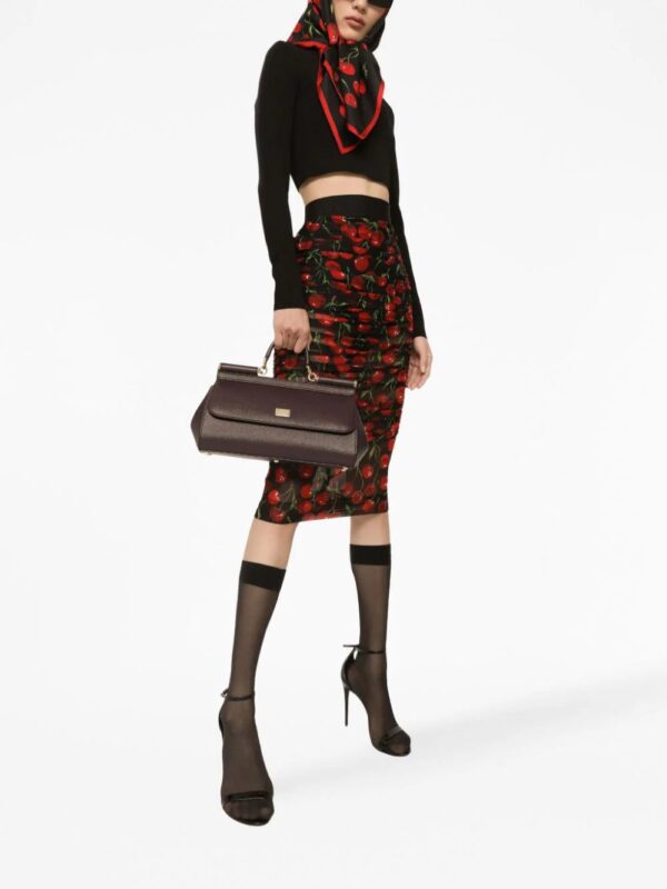 Dolce & Gabbana  cherry-print ruched pencil skirt - Image 3