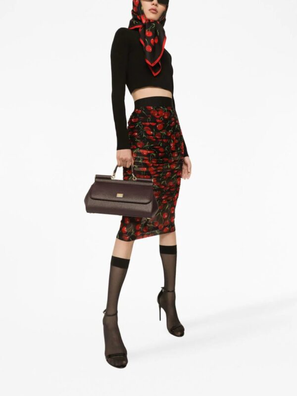 Dolce & Gabbana  cherry-print ruched pencil skirt - Image 2