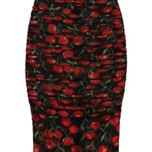 Dolce & Gabbana  cherry-print ruched pencil skirt