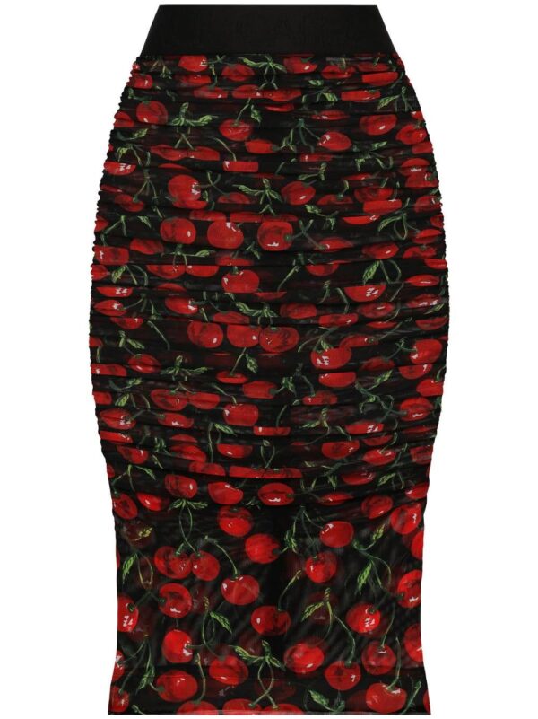 Dolce & Gabbana  cherry-print ruched pencil skirt