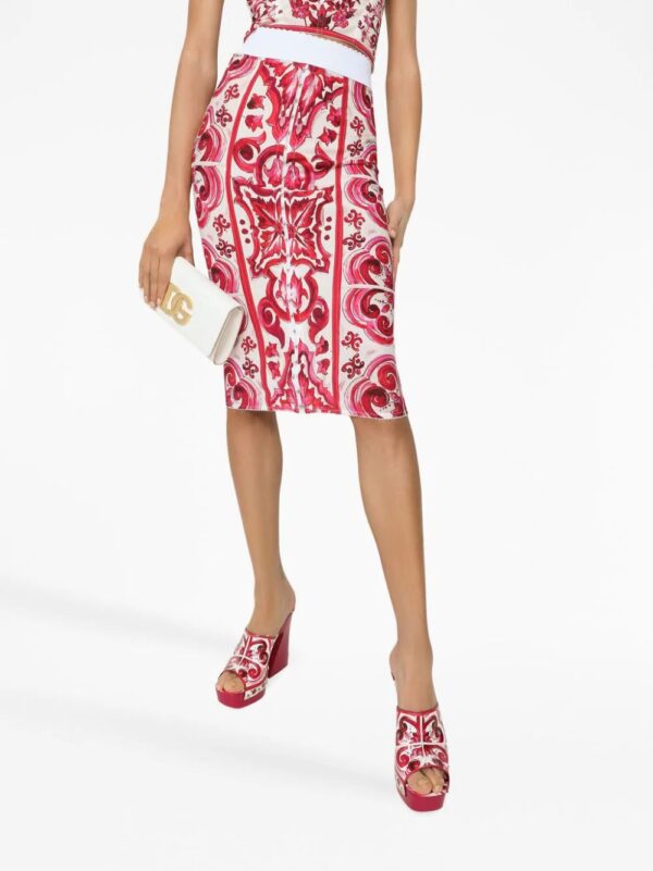 Dolce & Gabbana  Maiolica-print pencil skirt - Image 4