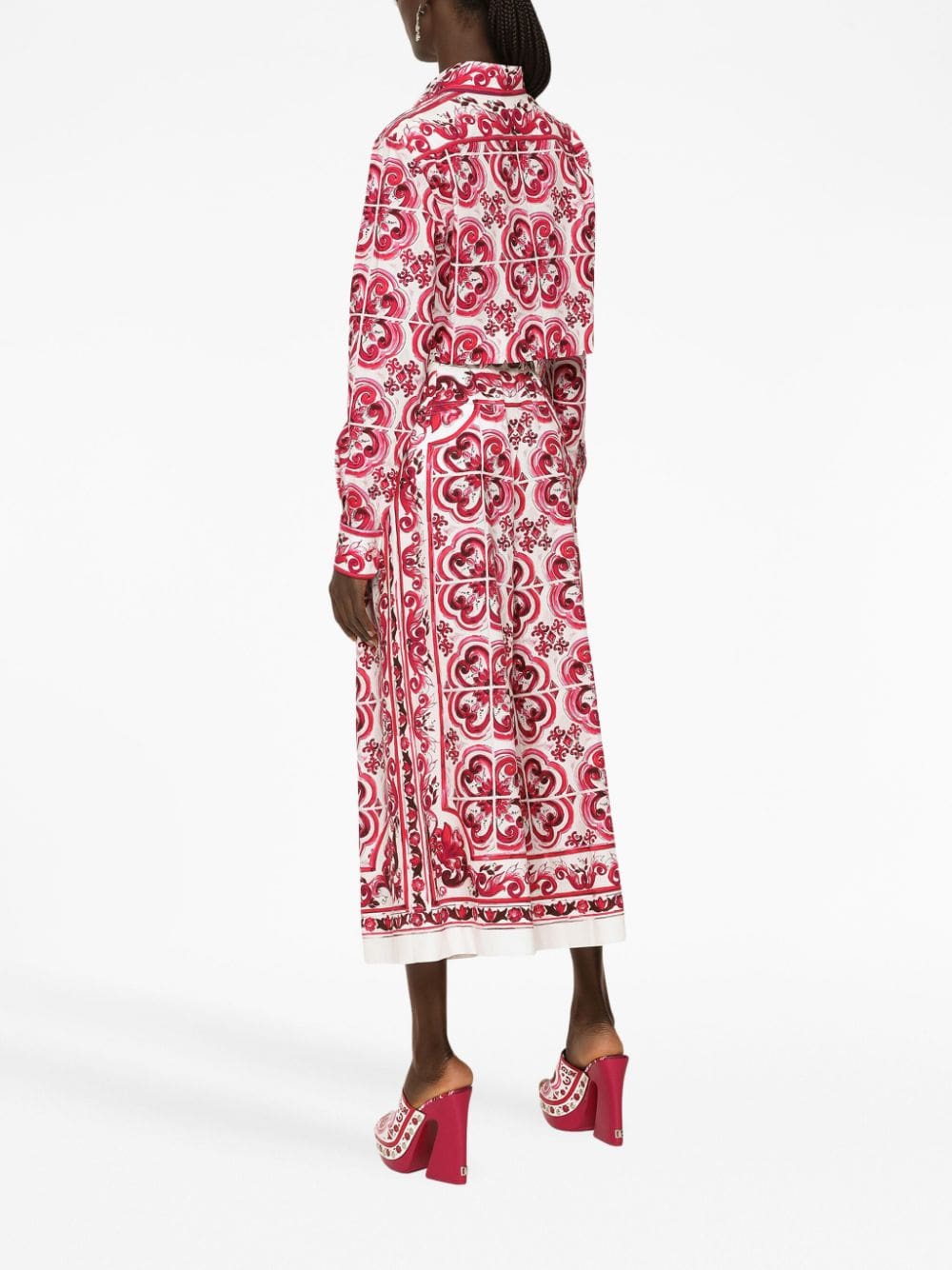 Dolce & Gabbana Majolica-print cropped shirt - Image 3