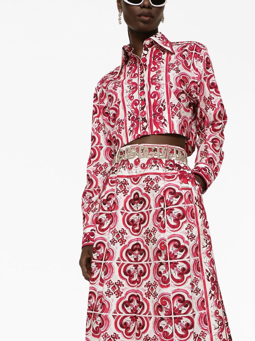 Dolce & Gabbana Majolica-print cropped shirt - Image 5