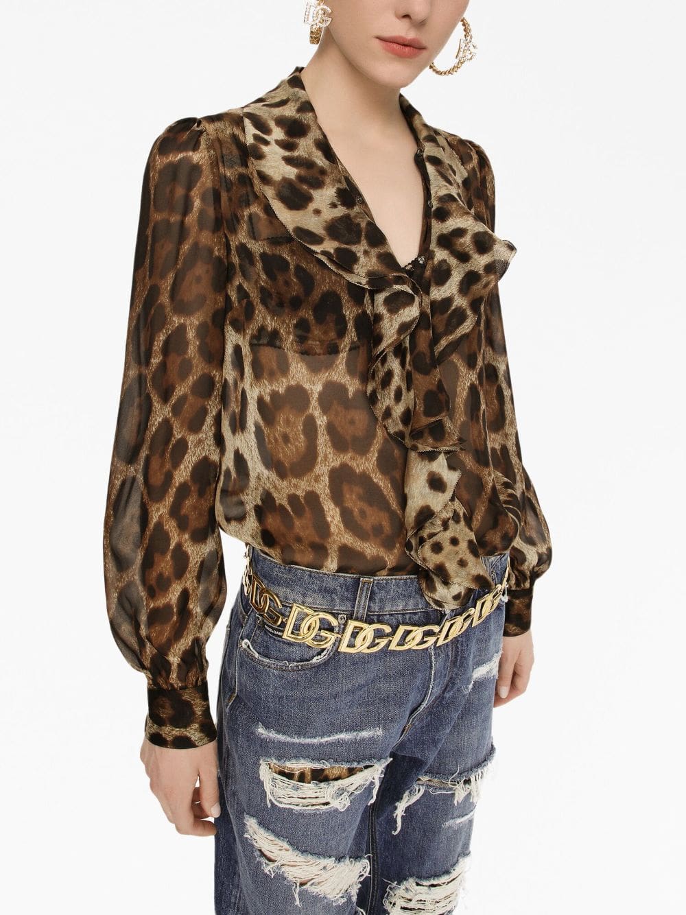 Dolce & Gabbana leopard-print silk blouse - Image 5