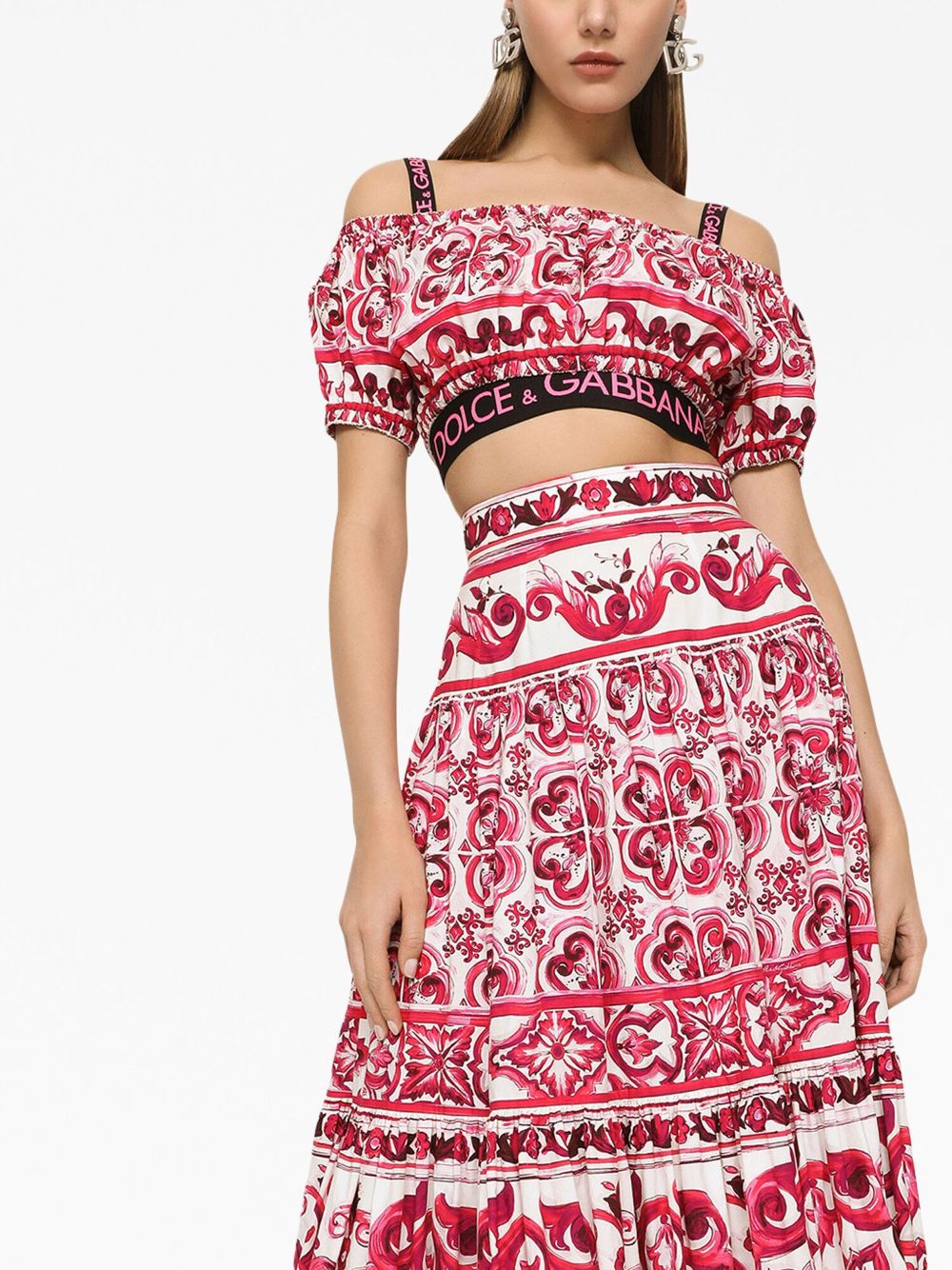 Dolce & Gabbana Majolica-print cotton crop top - Image 5