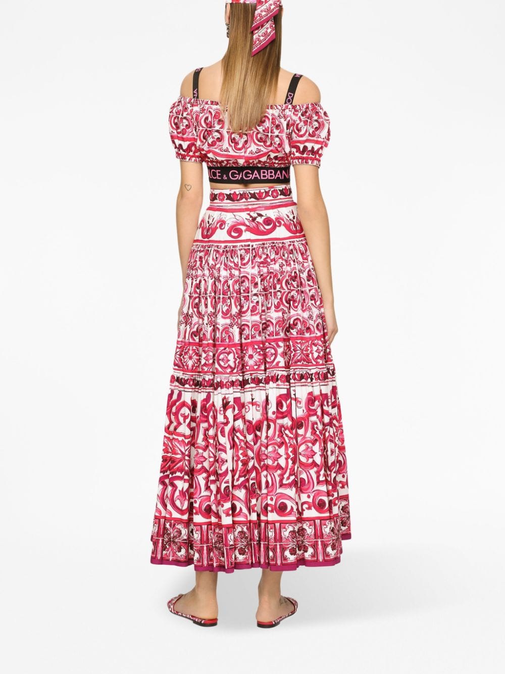 Dolce & Gabbana Majolica-print cotton crop top - Image 3
