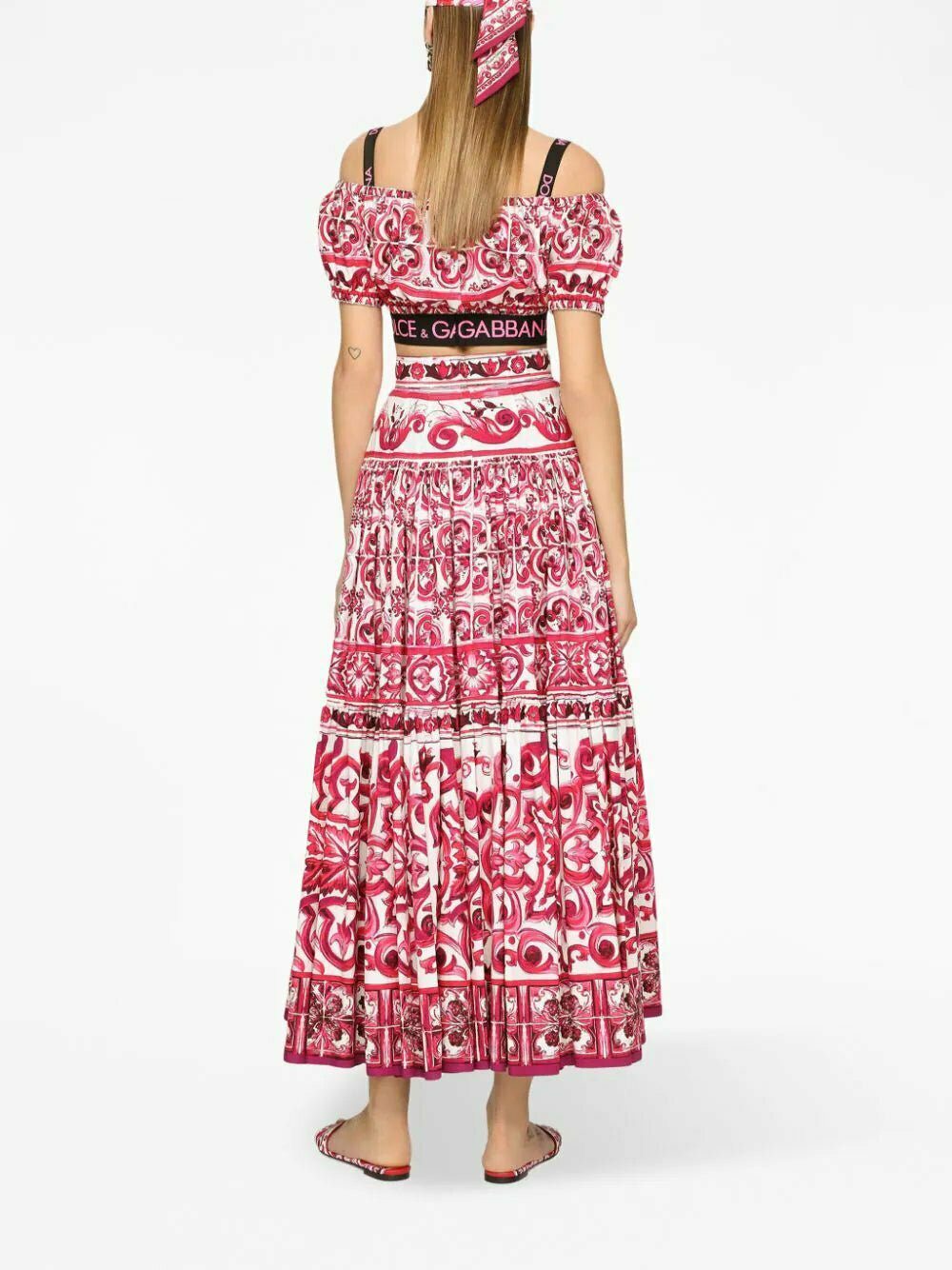 Dolce & Gabbana Majolica-print cotton crop top - Image 3