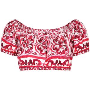 Dolce & Gabbana Majolica-print cotton crop top
