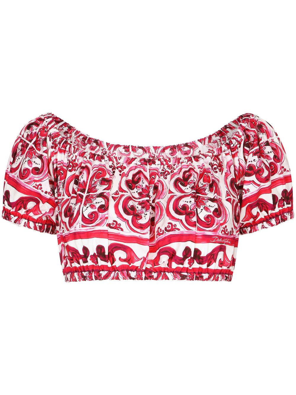 Dolce & Gabbana Majolica-print cotton crop top