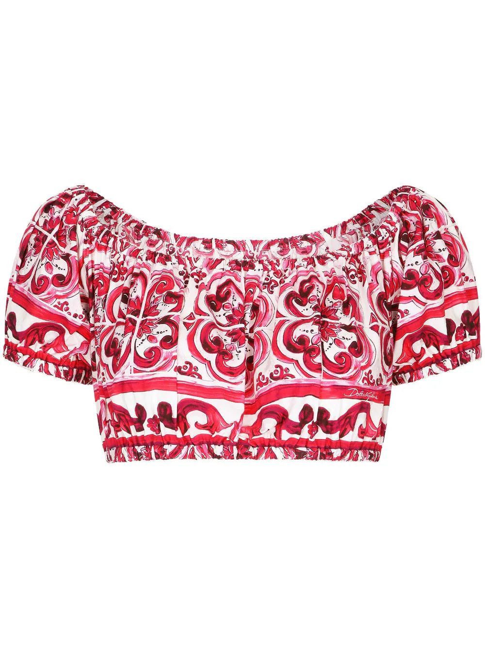Dolce & Gabbana Majolica-print cotton crop top