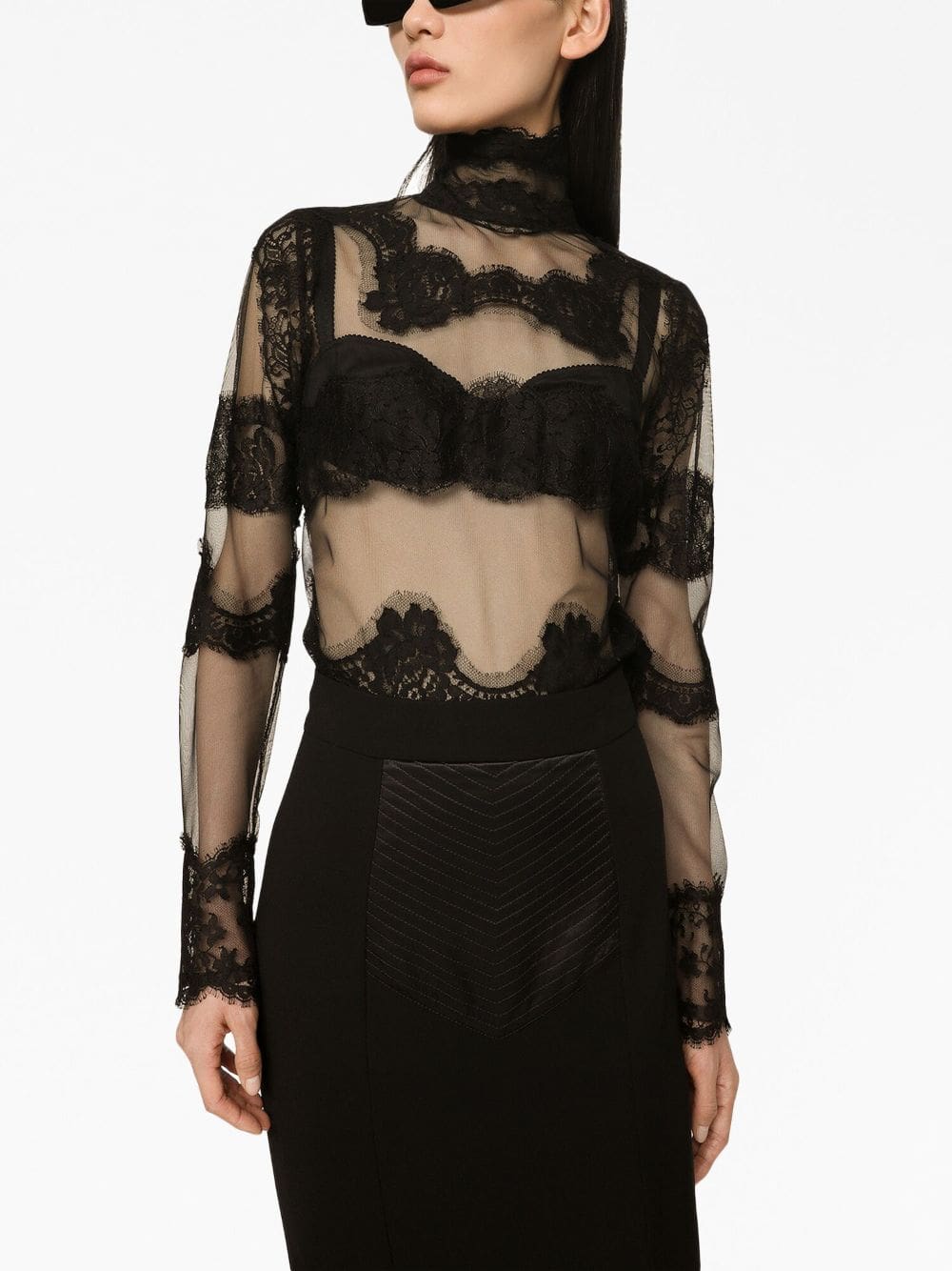 Dolce & Gabbana lace-panelled high-neck top - Image 5