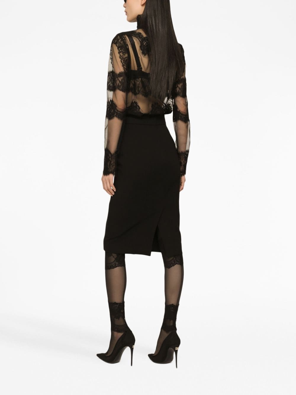 Dolce & Gabbana lace-panelled high-neck top - Image 4