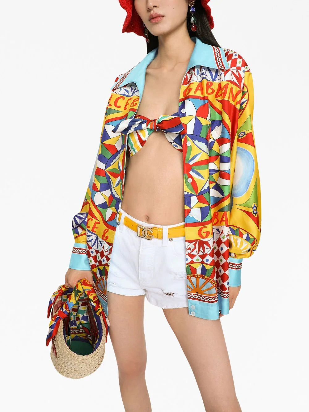 Dolce & Gabbana mix-print cropped bandeau top - Image 4