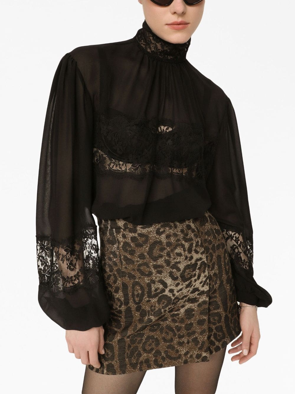 Dolce & Gabbana lace-embellished high-neck blouse - Image 5