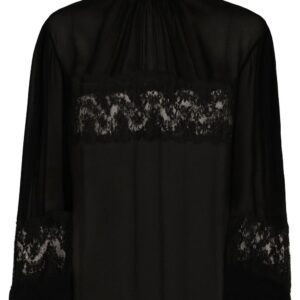 Dolce & Gabbana lace-embellished high-neck blouse