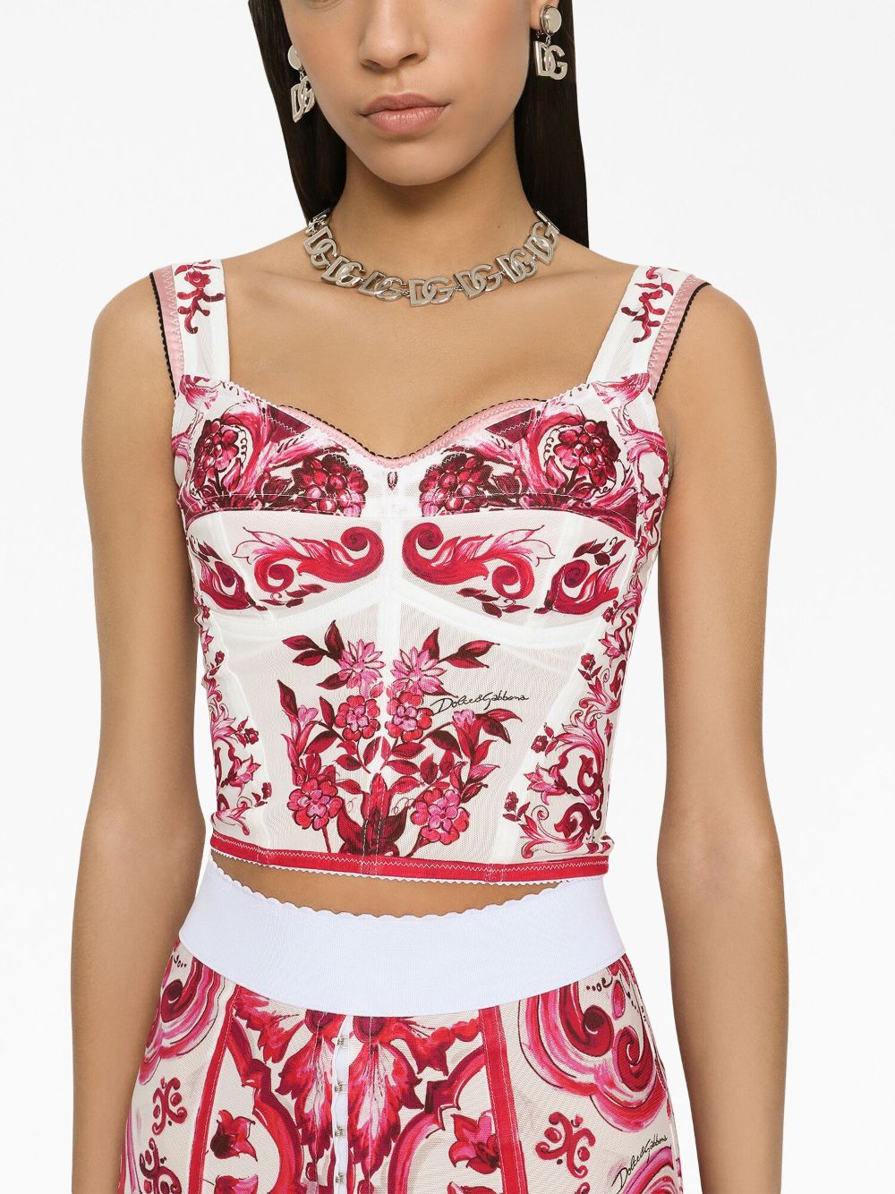 Dolce & Gabbana Majolica-print corset top - Image 5