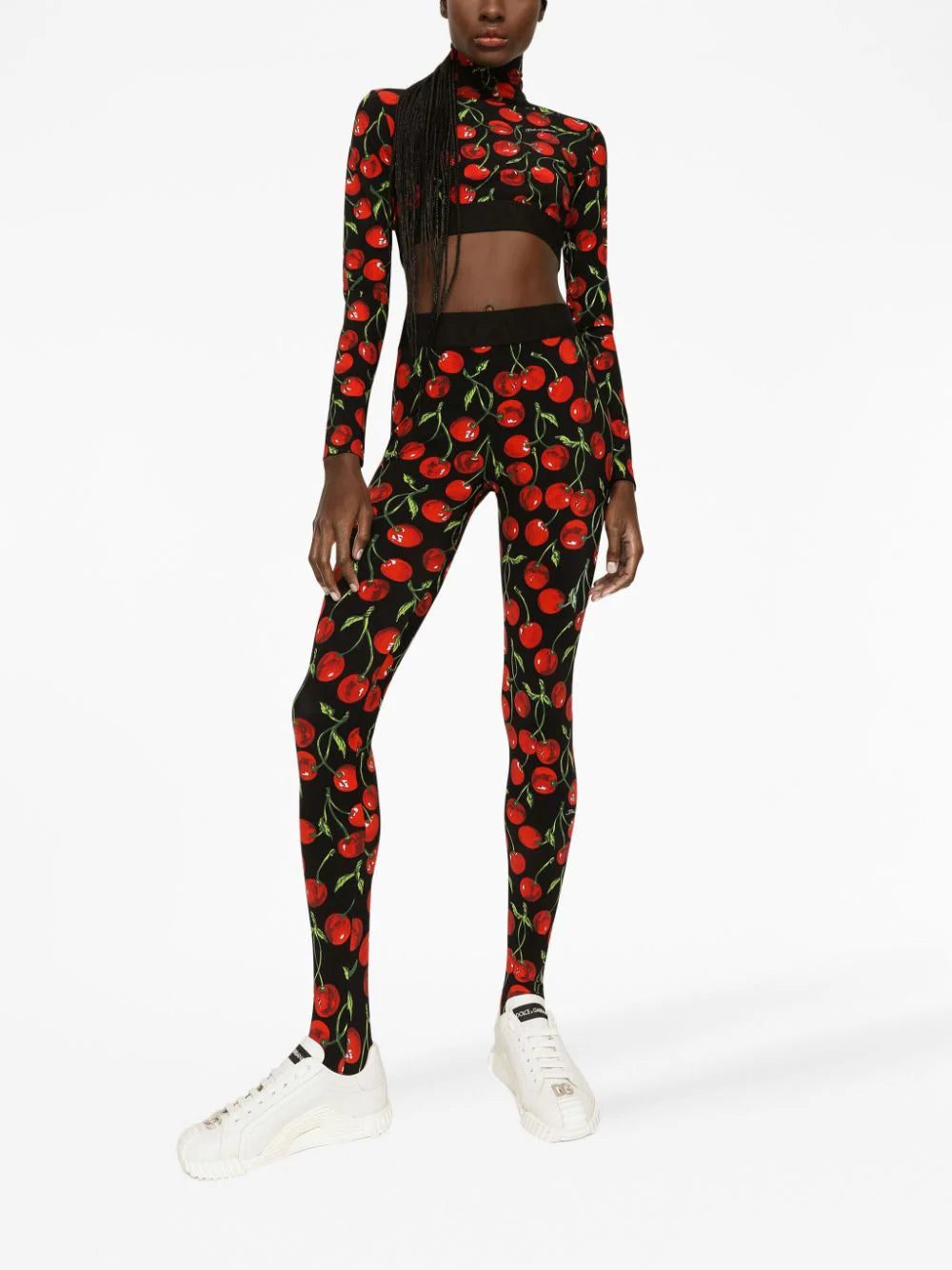 Dolce & Gabbana cherry-print long-sleeve crop top - Image 2
