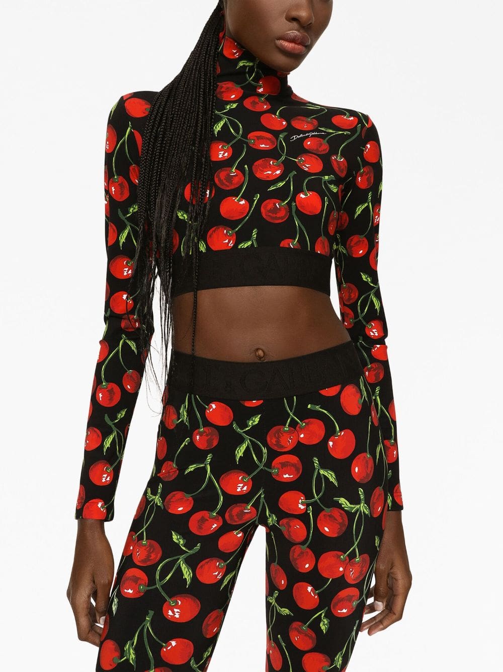 Dolce & Gabbana cherry-print long-sleeve crop top - Image 5