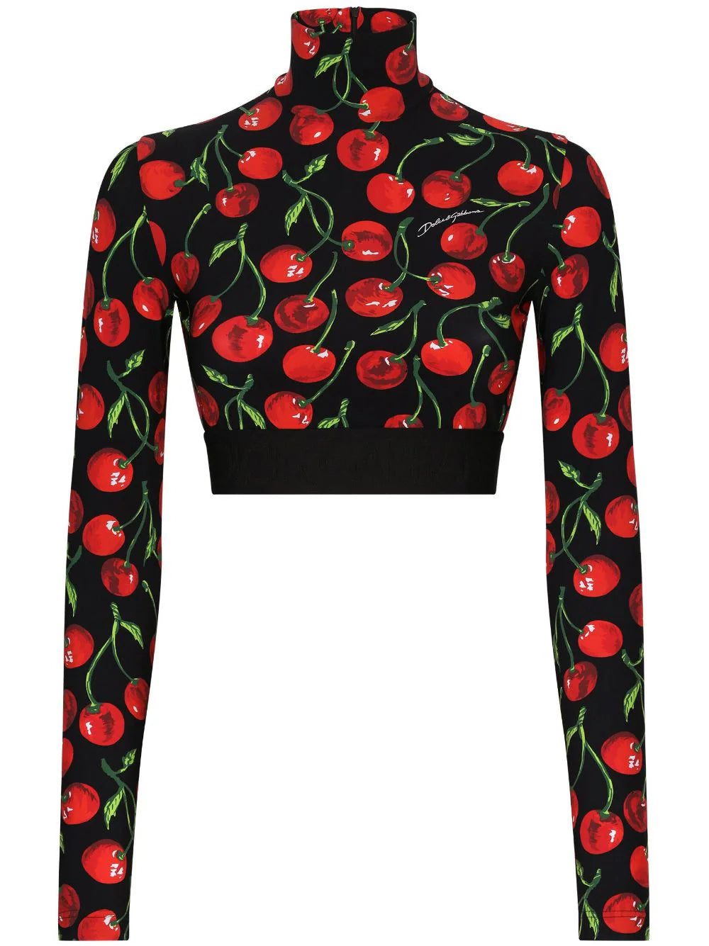 Dolce & Gabbana cherry-print long-sleeve crop top