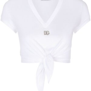Dolce & Gabbana logo-embroidered tie-waist T-shirt