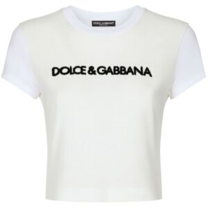 Dolce & Gabbana logo-embroidered stretch-cotton T-shirt