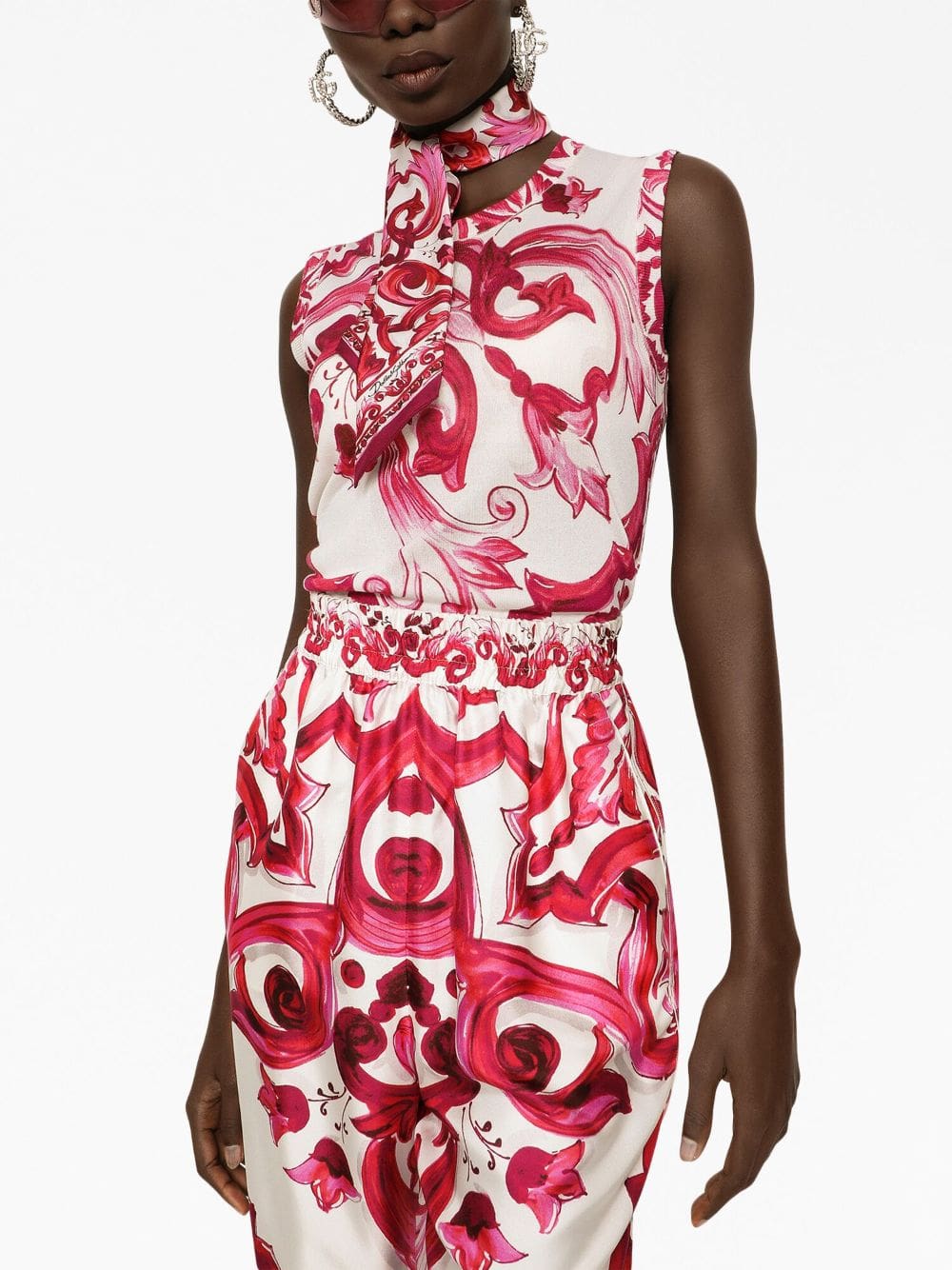 Dolce & Gabbana Maiolica-print silk tank top - Image 5