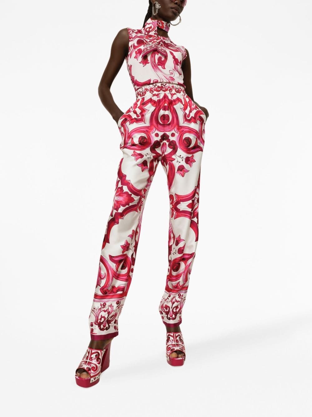 Dolce & Gabbana Maiolica-print silk tank top - Image 2