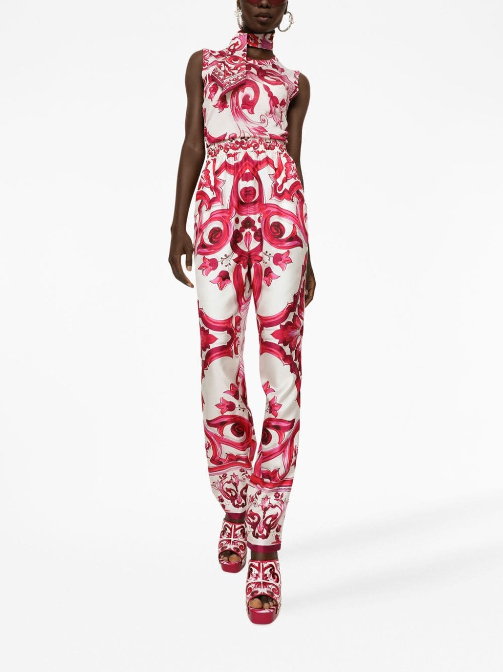 Dolce & Gabbana Maiolica-print silk tank top - Image 3