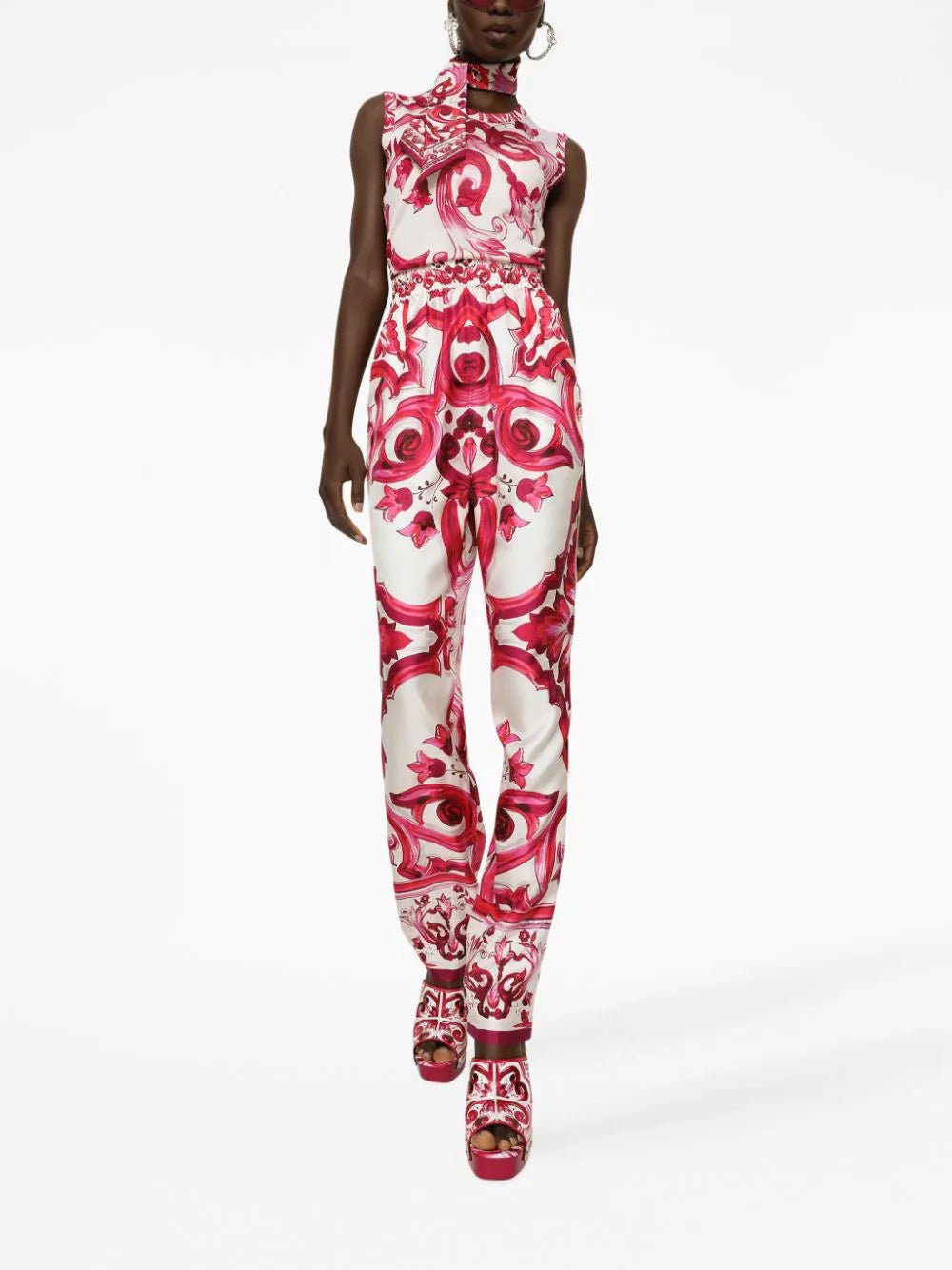 Dolce & Gabbana Maiolica-print silk tank top - Image 3