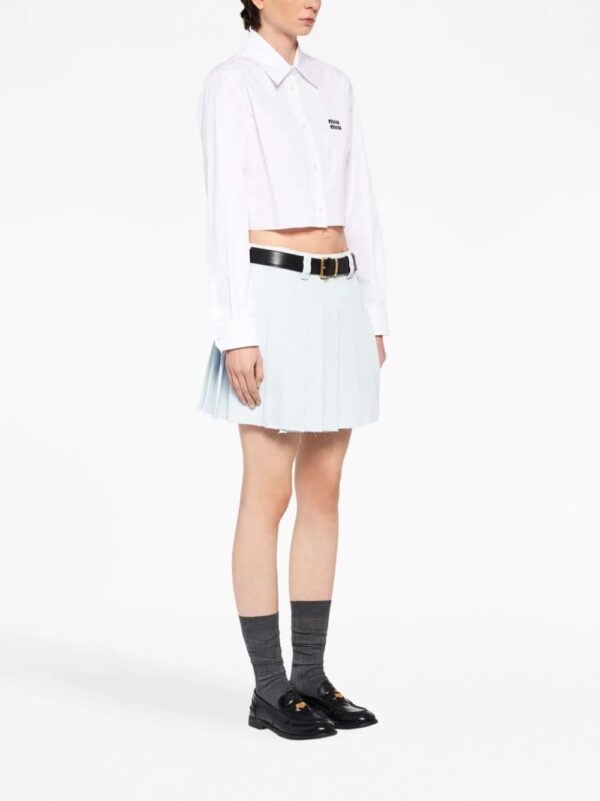 Miu Miu  pleated denim mini skirt - Image 3