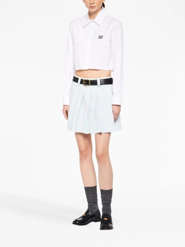 Miu Miu  pleated denim mini skirt - Image 2