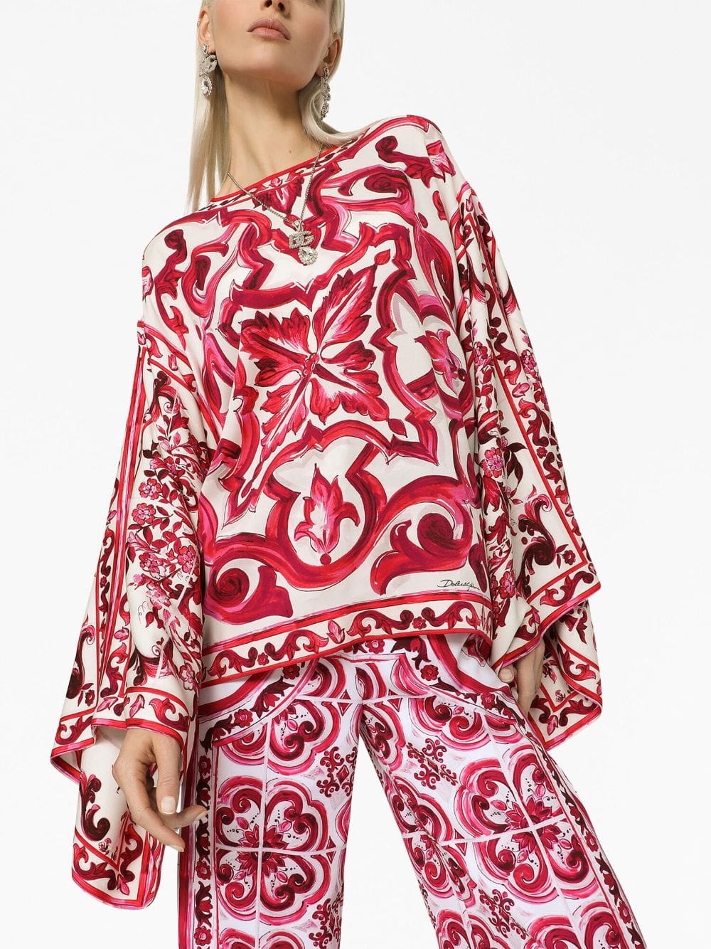 Dolce & Gabbana Majolica-print silk blouse - Image 5